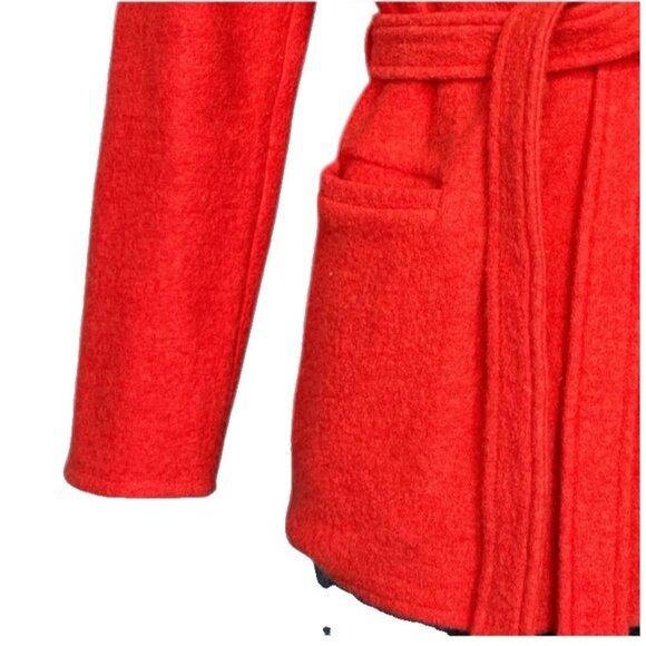 Sparrow Anthropologie 100% Wool Wrap Jacket Belted Cardigan Coatigan OrangeRed M - Picture 6 of 15